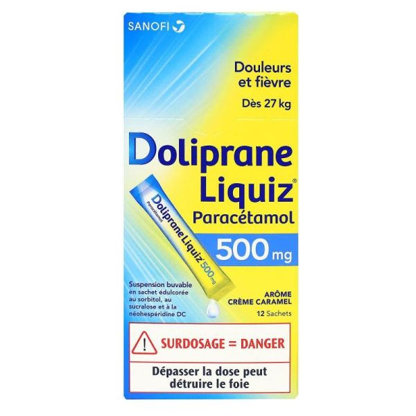Dolipraneliquiz 500Mg Su Buv S Éd 12Sach/6Ml