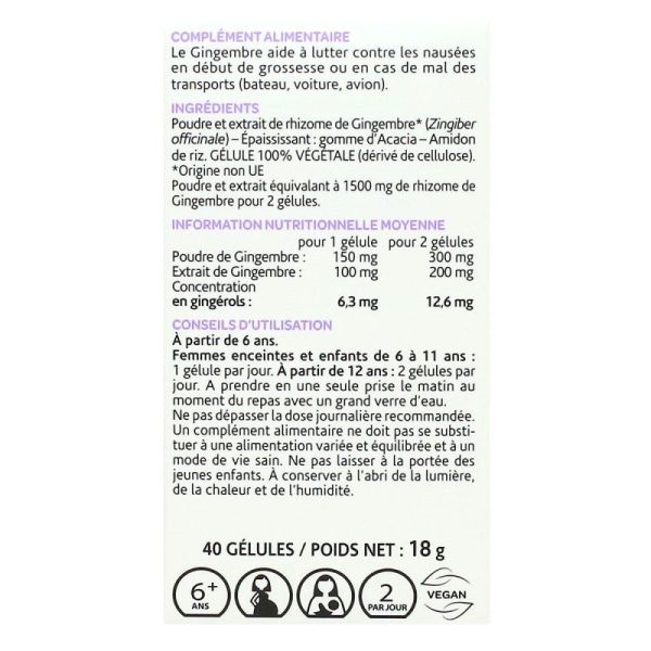 Gingembre Bio Arkogel Gelule 40